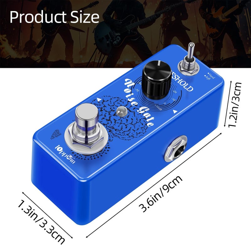 IOppWin Guitar Noise Gate Pedals, Dual Mode Noise Reduction Guitar Effects Pedal - Hard/Soft Settings, Metal Shell, True Bypass, Ultra-Compact - Image 2